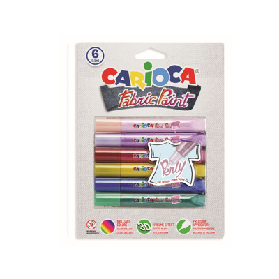 Vopsea pentru textile, rezistanta la spalare, 6 culori/blister, CARIOCA Fabric Paint - Perly